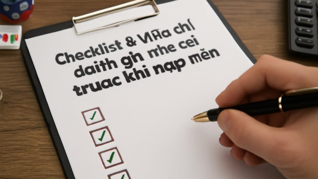 Checklist 6 tiêu chí đánh giá nhà cái trước khi nạp tiền Minh họa: Checklist 6 tiêu chí đánh giá nhà cái trước khi nạp tiền